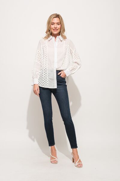 And The Why Eyelet Long Sleeve Button Down Shirt *