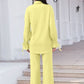 Drawstring Flounce Sleeve Shirt and Pants Set