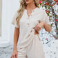 Adryane Jay Notched Button Detail Dropped Shoulder Top and Shorts Set