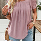 Eyelet Square Neck Puff Sleeve T-Shirt