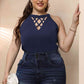 Plus Size Halter Neck Cutout Sleeveless Dress