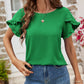 Malibu Dreams Textured Petal Sleeve Round Neck Tee