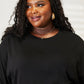 Double Take Light Gray Full Size Seam Detail Round Neck Long Sleeve Top
