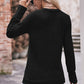 V-Neck Long Sleeve Ribbed Top