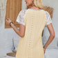 Eyelet V-Neck Lace Short Sleeve T-Shirt