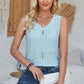 Eyelet Decorative Button V-Neck Tank