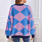 Geometric Lantern Sleeve Cardigan with Pockets