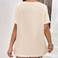 Women's Round Neck Raglan Sleeve Fringe Detail Top