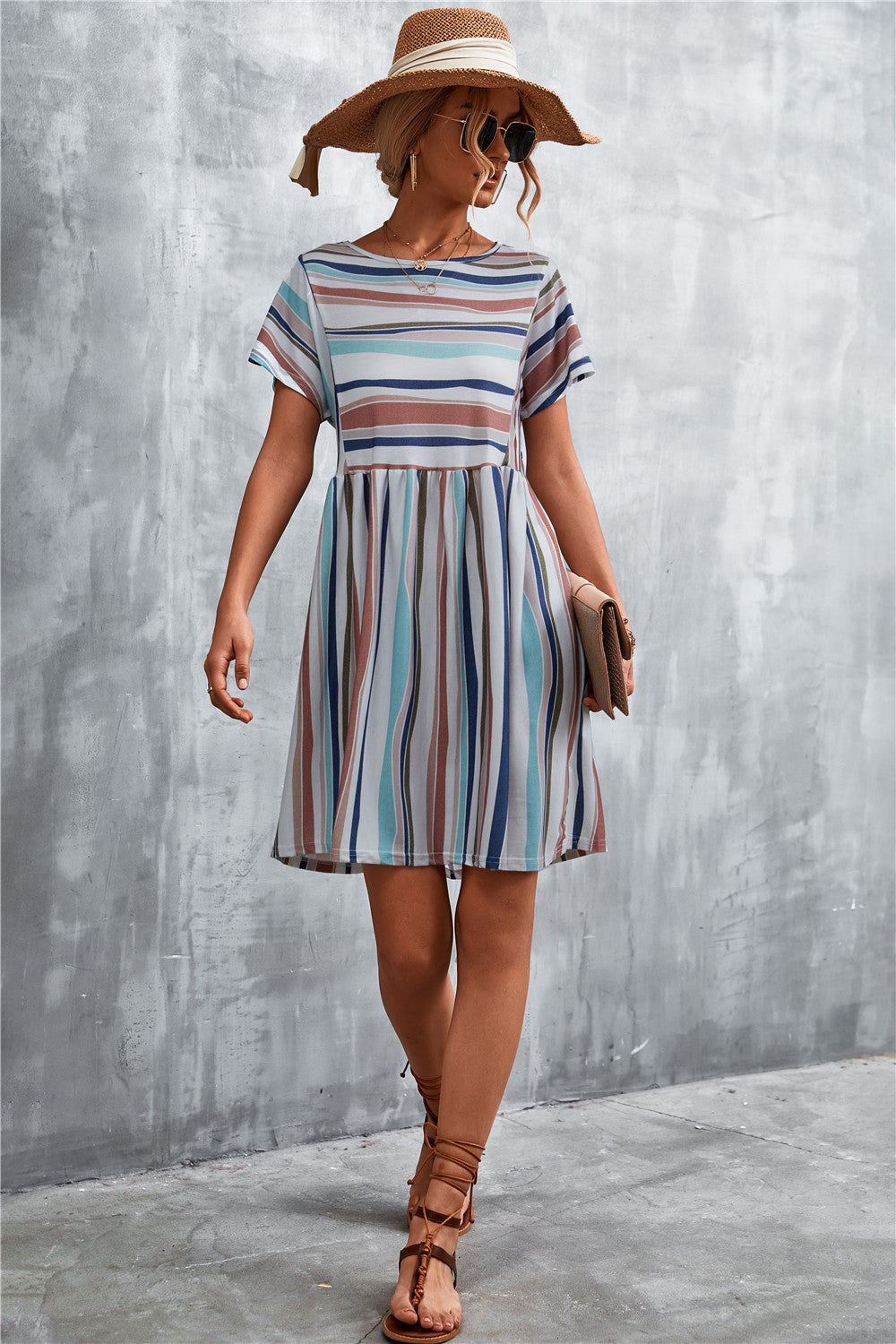 Women's Striped Round Neck Dress