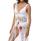 One Size Openwork Fringe Detail Embroidery Sleeveless Cover-Up