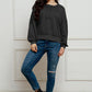 Exposed Seam Half Button Long Sleeve Sweatshirt