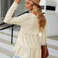 Full Size Long Sleeve V-Neck Cable-Knit Blouse