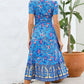 Printed Surplice Short Sleeve Dress