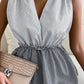 Women's Full Size Striped Frill Trim Tied Peplum Blouse