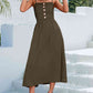 Decorative Button Spaghetti Strap Midi Dress