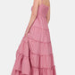 Zenana Woven Smocked Tiered Cami Maxi Dress- Brand Zenana