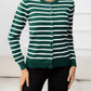 AuroraBlissX Striped Round Neck Long Sleeve Buttoned Knit Top
