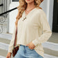 Decorative Button V-Neck Long Sleeve T-Shirt