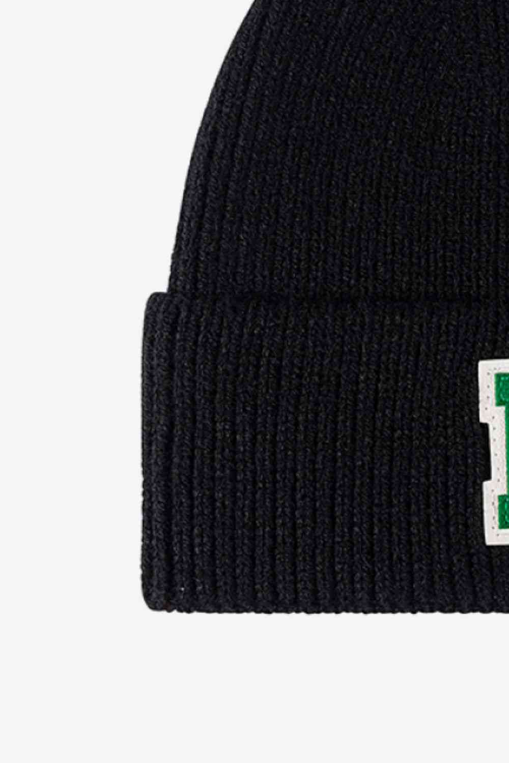 EZBeanie Letter Patch Cuffed Knit Hat Beanie