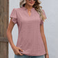 Eyelet Notched Flutter Sleeve T-Shirt
