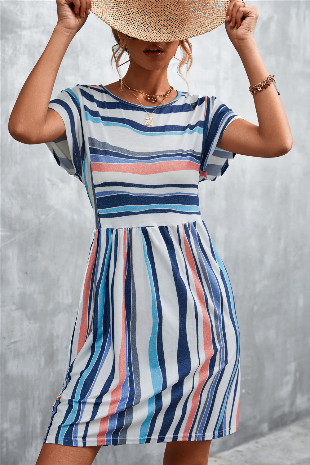 Women's Striped Round Neck Dress