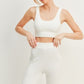 Kimberly C White Waffle Tank and High Waist Flare Pants Set