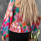 Floral Smocked Ruffled Balloon Sleeve Blouse