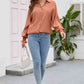 High-Low Collared Neck Lantern Sleeve Shirt