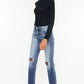 Kancan High Waist Distressed Hem Detail Cropped Straight Jeans
