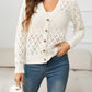 Beauteous Openwork V-Neck Buttoned Knit Top