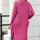 Full Size Open Front Slit Cardigan with Pockets