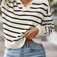 Striped Collared Neck Knit Top