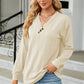 Decorative Button V-Neck Long Sleeve T-Shirt