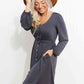 Full Size Scoop Neck Empire Waist Long Sleeve Mini Dress
