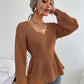 Notched Dropped Shoulder Knit Top