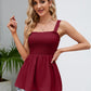 Full Size Smocked Square Neck Baby doll Tank