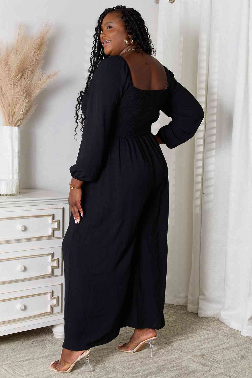 Double Take Square Neck Jumpsuit with Pockets *