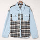 Plaid Pocketed Button Up Denim Jacket