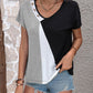 Women's Bryony Color Block Decorative Button V-Neck Tee
