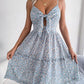 Frill Ditsy Floral Spaghetti Strap Mini Dress