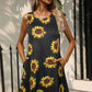 FULL SIZE Printed Round Neck Sleeveless Dress with Pockets