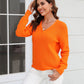 Malibu Dreams Adelisa & Yehn Ribbed V-Neck Dropped Shoulder Knit Top