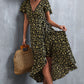 Full Size Floral Surplice Neck Tied Midi Dress
