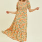 HEYSON Full Size Floral Smocked Tiered Midi Dress