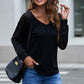 Women's Sheer Striped V-Neck Top