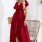 Ruffled Tied V-Neck Midi Dress