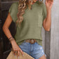 Pocketed Round Neck Cap Sleeve Sweater