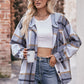 Full Size Plaid Dropped Shoulder Hooded Jacket