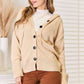 Woven Right Button-Down Long Sleeve Hooded Sweater