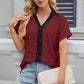 Eyelet Johnny Collar Short Sleeve T-Shirt